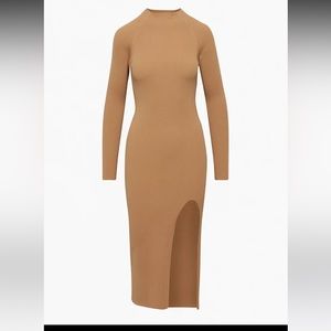 Aritzia Wilfred Tan Fitted Ribbed Dress Size M